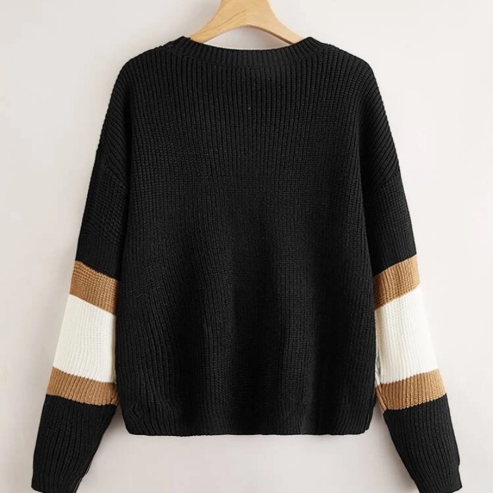 Drop Shoulder Color Block Sweater - Picture 3 of 5